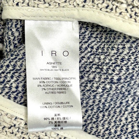 IRO Distressed Agnette Jacket White and Blue Tweed Size FR 38 US 6 - Picture 13 of 15